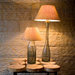 Lampa stołowa szklana szara z abażurem FOG small LGH0190