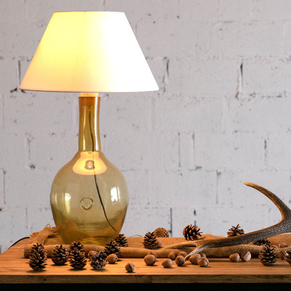 Lampa stołowa szklana miodowa z abażurem RAFAELLO LGH0070