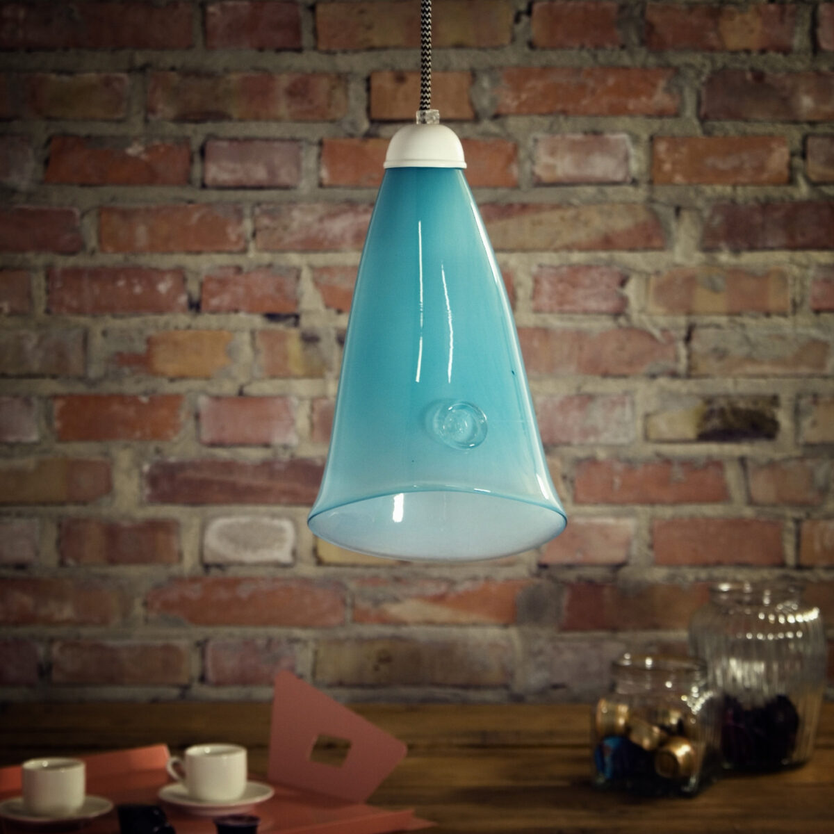 Lampa wisząca szklana HORN pastelowo turkusowa LGH0261 - 1 - gie el