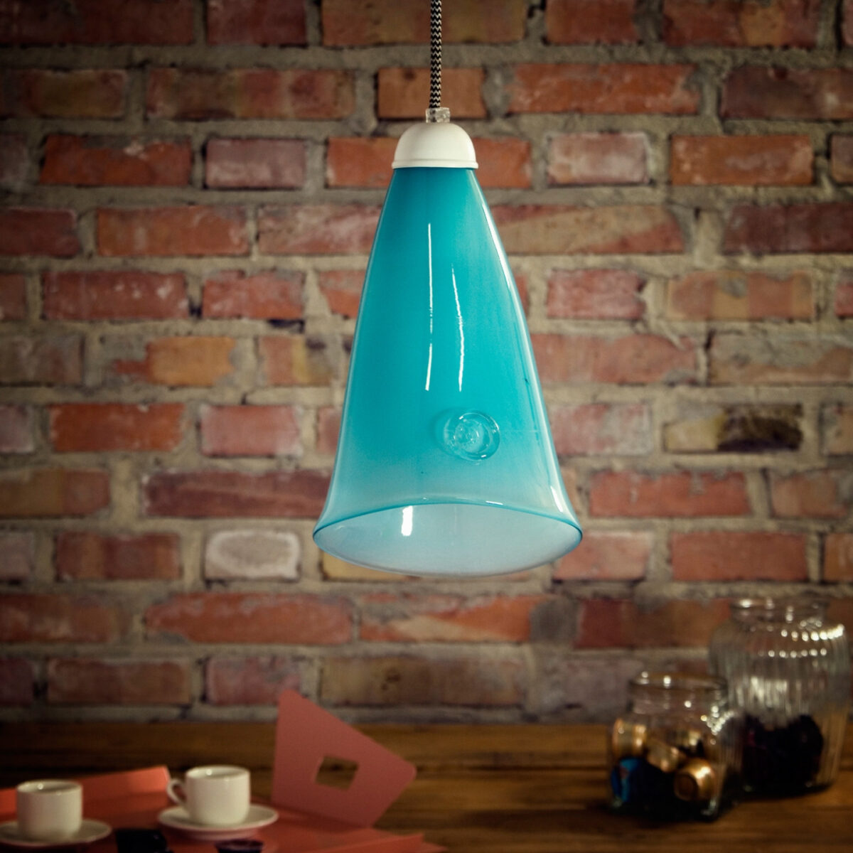 Lampa wisząca szklana HORN pastelowo turkusowa LGH0261 - 7 - gie el