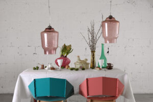 Lampa wisząca szklana BEE różowa LGH0491 - 5 - gie el