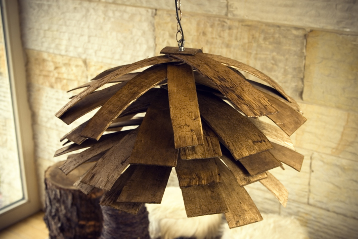 Lampa wisząca drewniana SHINGLE LGH0240 - 2 - gie el