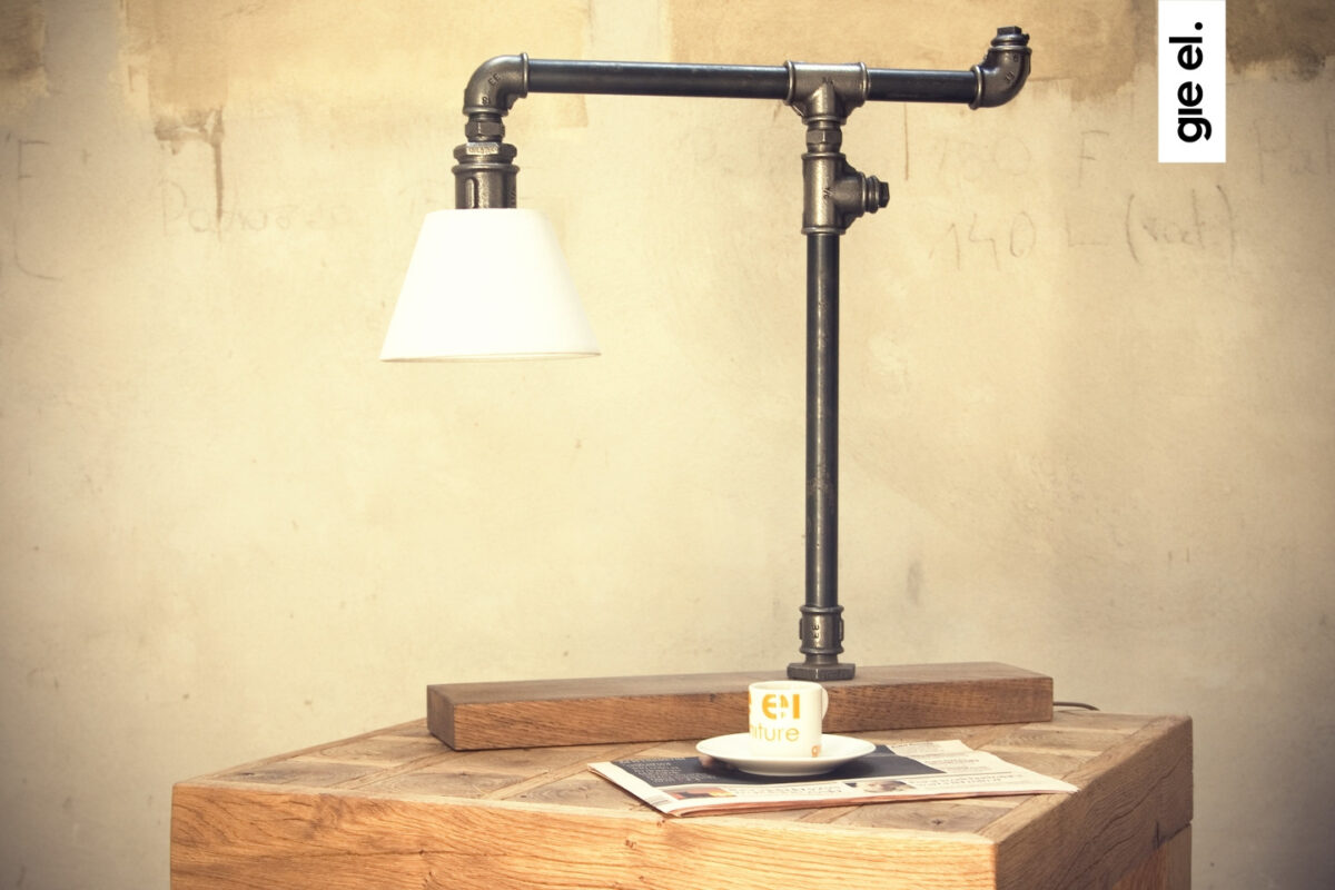 Lampa stołowa stalowa LANTERN czarna z abażurem LGH0080 - 6 - gie el
