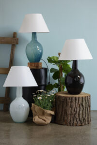 Lampa stołowa szklana turkusowo-zielona z abażurem RAFAELLO LGH0073 - 3 - gie el