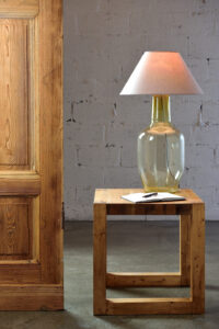 Lampa stołowa szklana oliwkowa z abażurem BEE LGH0182 - 2 - gie el