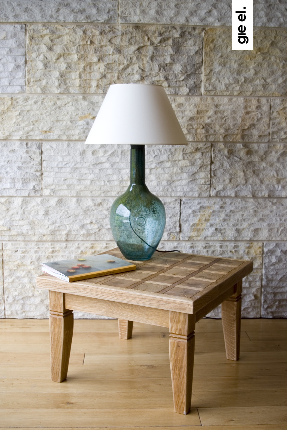 Lampa stołowa szklana turkusowa z abażurem RAFAELLO LGH0071 - 1 - gie el