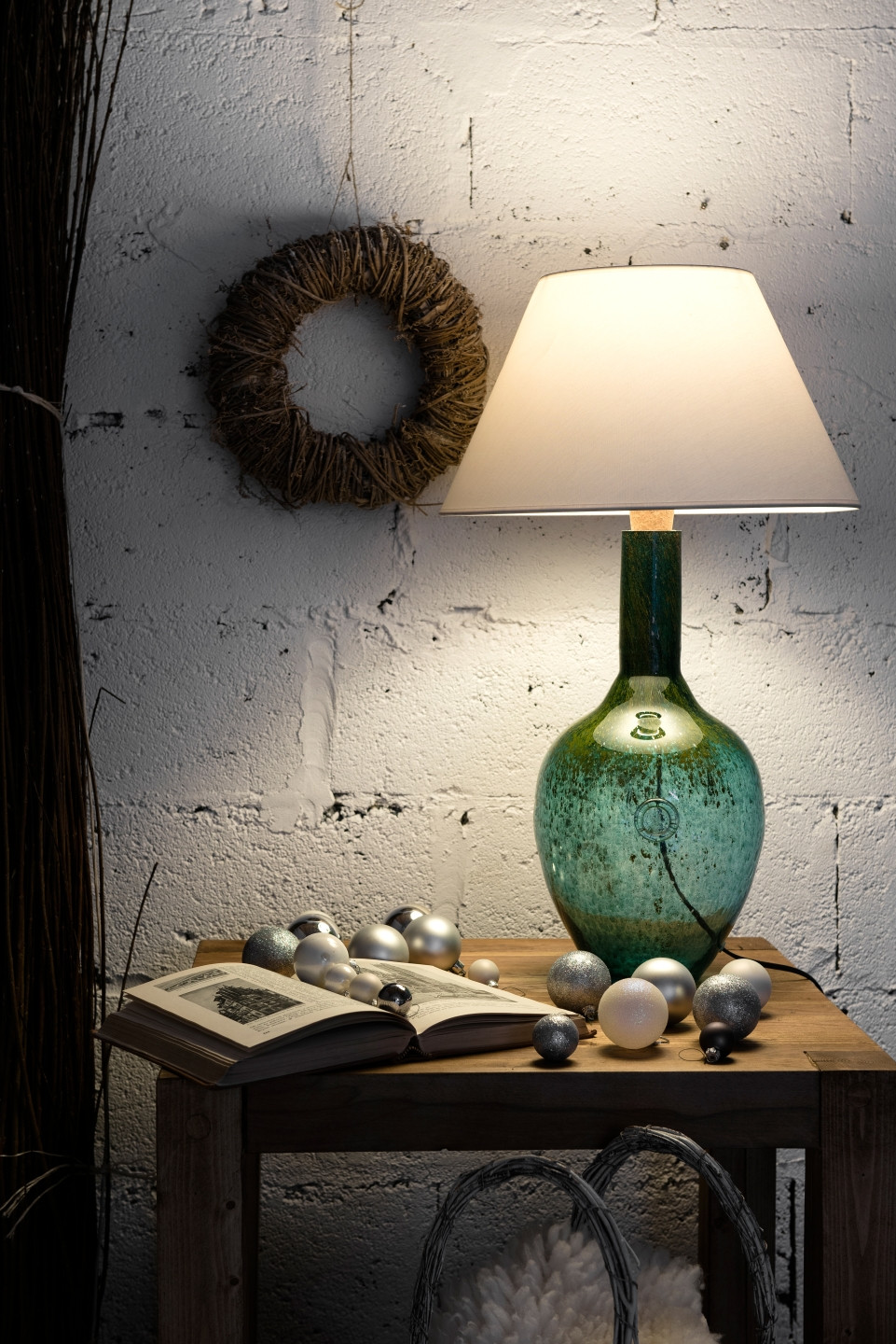 Lampa stołowa szklana turkusowa z abażurem RAFAELLO LGH0071 - 6 - gie el