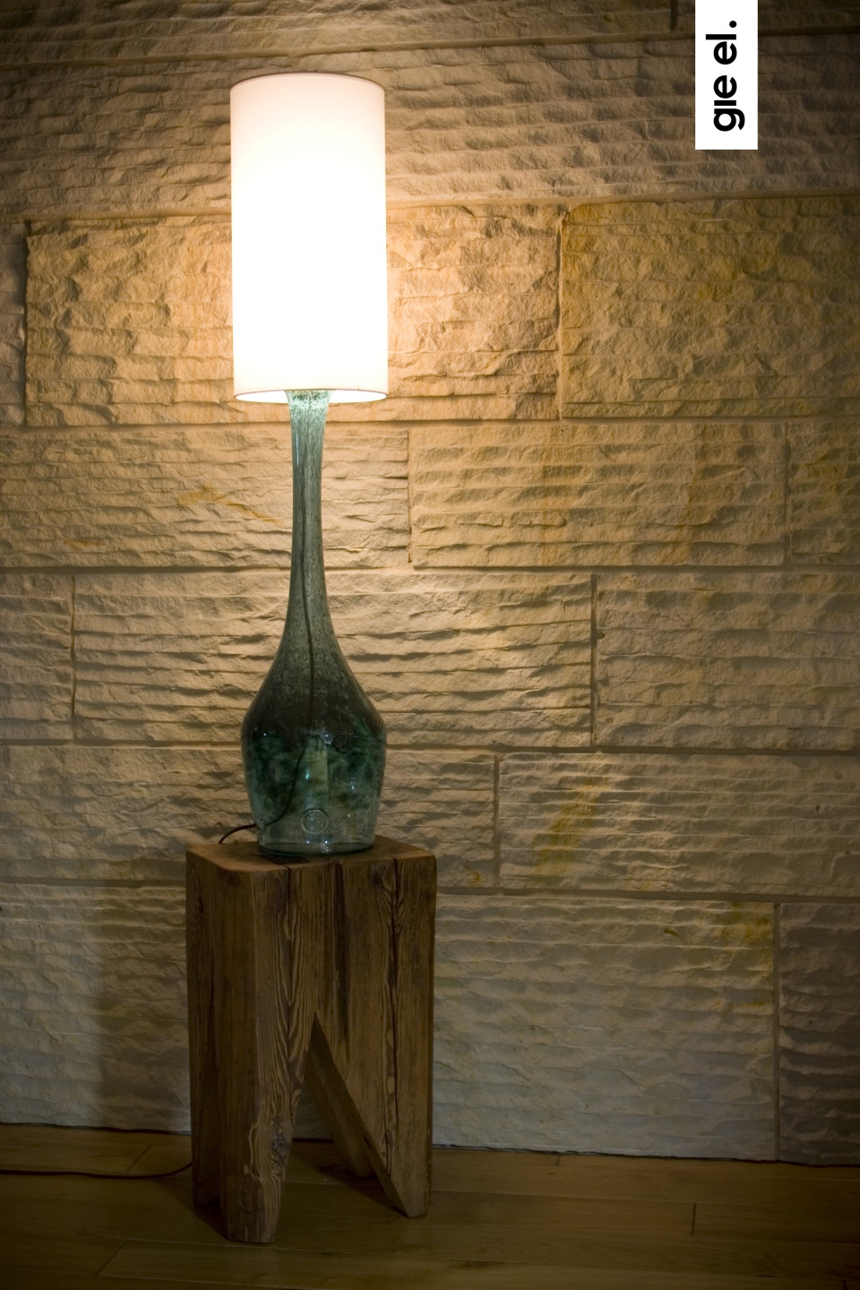 Lampa stołowa szklana turkusowa z abażurem ANGEL LGH0171 - 1 - gie el