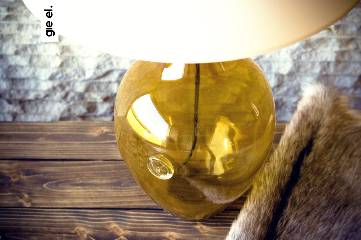 Lampa stołowa szklana miodowa z abażurem RAFAELLO LGH0070 - 2 - gie el