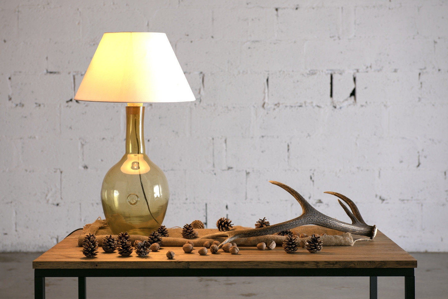 Lampa stołowa szklana miodowa z abażurem RAFAELLO LGH0070 - 5 - gie el