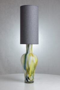 Lampa stołowa szklana z szarym abażurem APOLLO LGH0590 - 2 - gie el