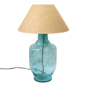 Lampa stołowa szklana turkusowa z abażurem BEE LGH0181 - gie el