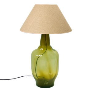 Lampa stołowa szklana oliwkowa z abażurem BEE LGH0182 - gie el