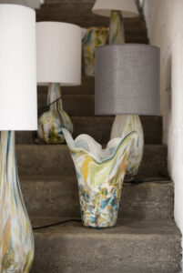 Lampa stołowa szklana z szarym abażurem APOLLO LGH0590 - 6 - gie el