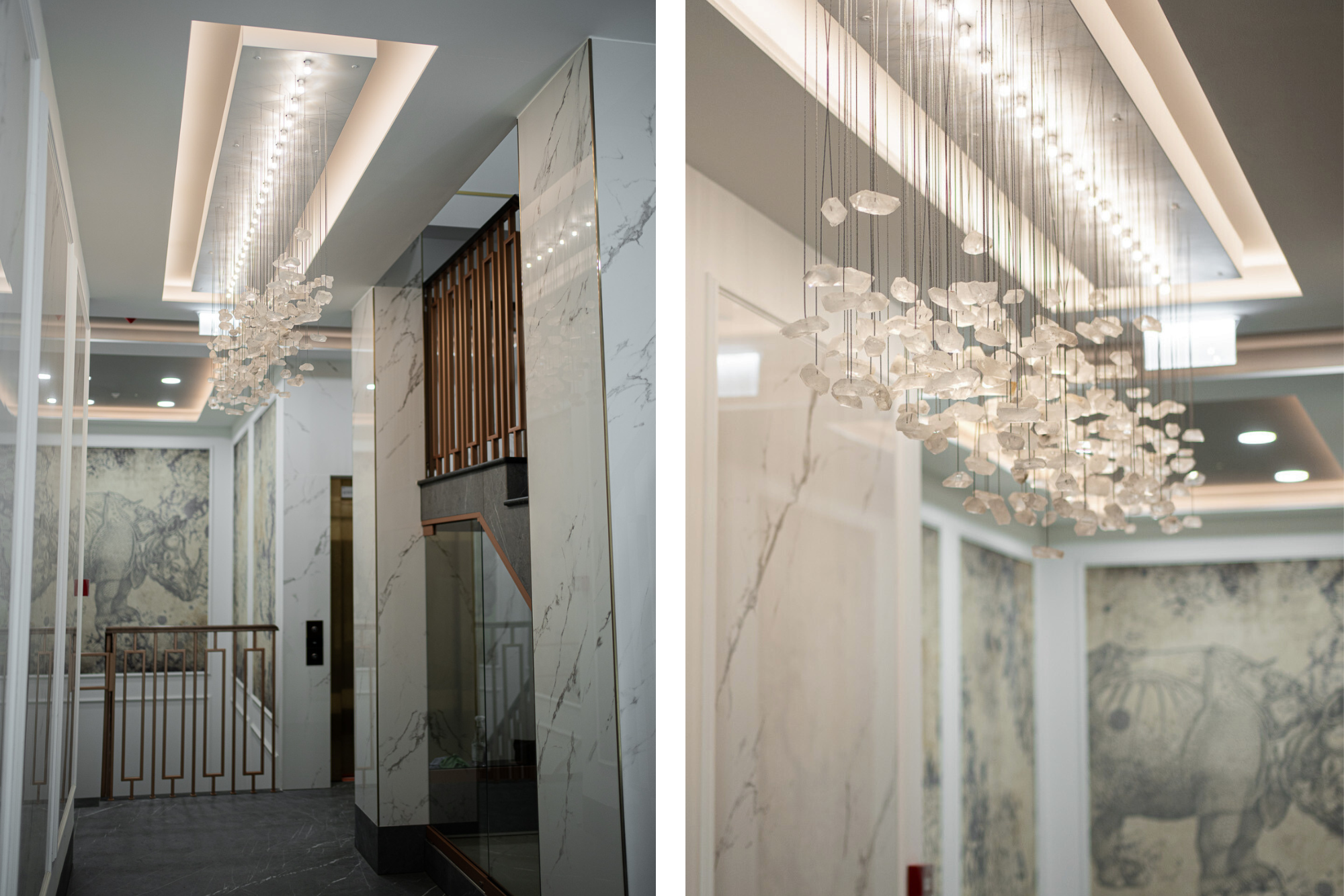 chandelier to the residence lobby