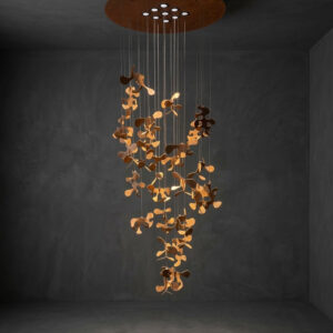 Chandelier NERIDA 2 made of naturally rusted metal